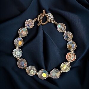 Swarovski Aurora Borealis Crystal bead toggle bracelet